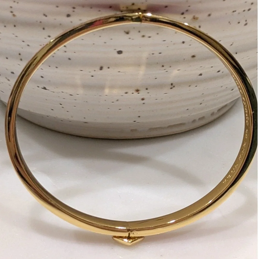 Kate Spade Heritage Spade Bangle Bracelet Women OS Pink Gold Enamel Hinged Clasp